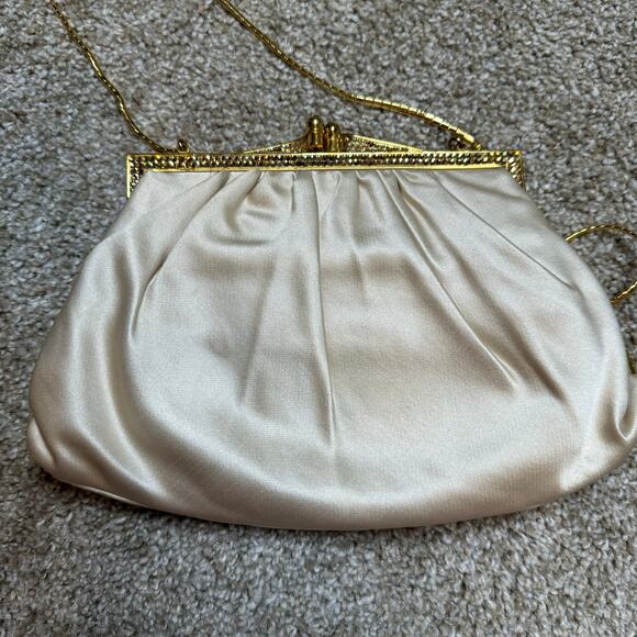 Judith Leiber Satin & Swarovski Crystal Clutch Crossbody Evening Bag - Picture 2 of 7